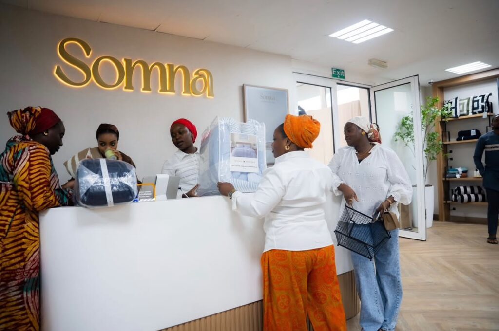 Customers at the counter of Somna, an Home beddings & Bath Essential Store